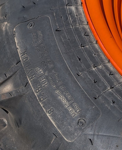 2 New Alliance Tractor Bias R-1 - 9.50-22 Tires on AMR8553 KUBOTA RIMS