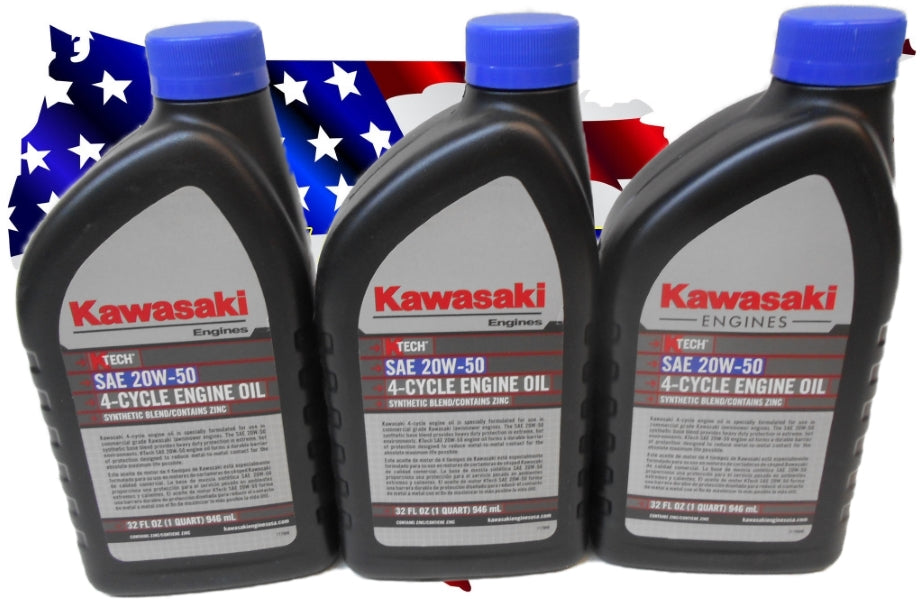 3 Quarts of Kawasaki K-Tech SAE 20W-50 Engine Oil Quart #99969-6298