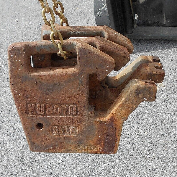 3 Kubota tractor weights, 55 lb each, front mount suitcase type. 15517