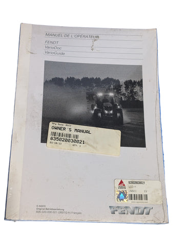 AGCO 835020030021 FENDT VARIODOC VARIOGUIDE OWNER'S MANUAL FRENCH LANGUAGE