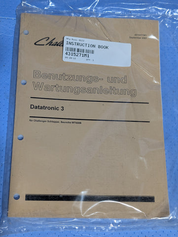 4315271M1 AGCO CHALLENGER DATATRONIC 3 INSTRUCTION BOOK--GERMAN