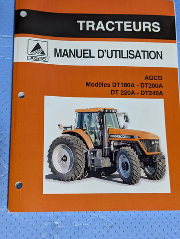 AGCO 3378710M1 INSTRUCTION BOOK DT180A  - DT220A -DT240A -FRENCH LANGUAGE