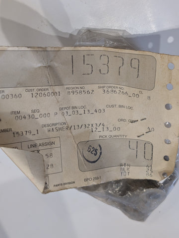 40 pack 904-605B AGCO NEW IDEA WASHER 15379,  5407, 5408 DISC MOWERS