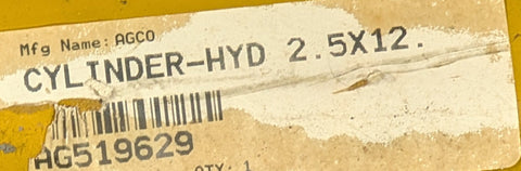 AGCO  AG-CHEM  AG519629 HYDRAULIC CYLINDER 2.5X12 NEW OLD STOCK