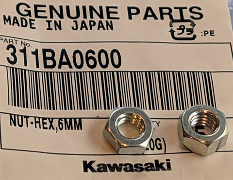 2 PAK Kawasaki 311G0600 Nut Hex 311BA0600 New OEM