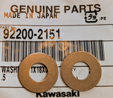 2 PK GENUINE KAWASAKI PART # 92200-2151 WASHER 8.1X18X0.5; REPLACES 92200-2128