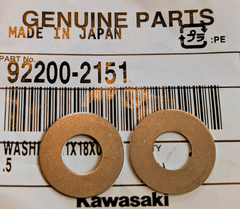 2 PK GENUINE KAWASAKI PART # 92200-2151 WASHER 8.1X18X0.5; REPLACES 92200-2128