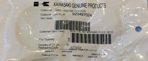 920497024 GENUINE OEM KAWASAKI PART # 92049-7024 OIL SEAL 40x54x9 FOR FX SERIES ENGINES