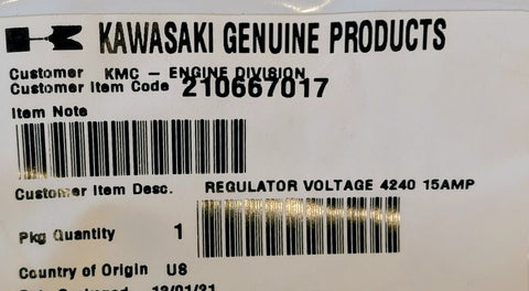 210667017 Genuine Kawasaki 21066-7017 Voltage Regulator OEM