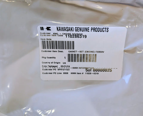 Genuine Kawasaki 11028-6319, 110286319, Gasket Kit Fits FX751V FX801V FX850V OEM