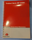 AGCO MASSEY FERGUSON  MF 6400 TRACTOR 3378533M2. INSTRUCTION BOOK. ITALIAN