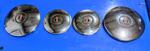 FRONT & REAR CHROME HUB CAP CUB CADET 759-3123 734-3009 734-3008 IH 407274 R1 IH 407276 R1 IH 407275 R1 IH 106315 C1 IH 106313 C1 SET Used