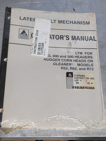 OEM Allis Chalmers Gleaner R62 & R72 LTM Header Operators Manual OEM