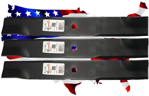 PACK OF 3 BLADES 18-1/2" X 5/8",REPLACEMENT HUSTLER MOWER BLADES 54" CUT XR-7 Z & SUPER Z 797696 601124