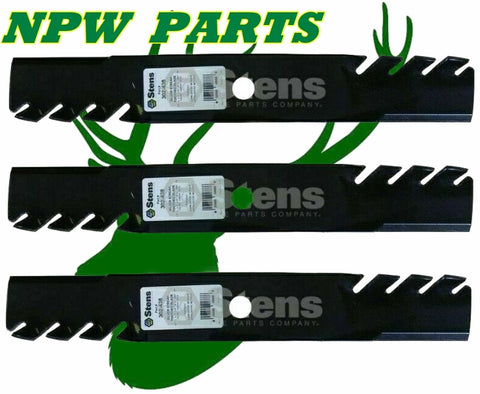 3 Pack Stens 302-438 Toothed Mower Blade for John Deere M145476 M127673 LX GT GX