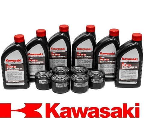 6PK Genuine Kawasaki 4 Cycle Engine Oil 10W-30 99969-6081 49065-7007 Oil Filter