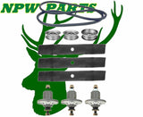 NPW Deck Parts Rebuild Kit FOR John Deere 145 D140 D150 D155 D160 LA145 LA155 LA165 100 Series 48" Mower  Spindles Assemblies Blades Idler Pulleys Belt FOR