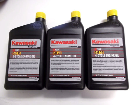 3 quarts KAWASAKI 4-CYCLE ENGINE OIL,3 - 1 QT PLASTIC BOTTLES, 99969-6281, 30wt